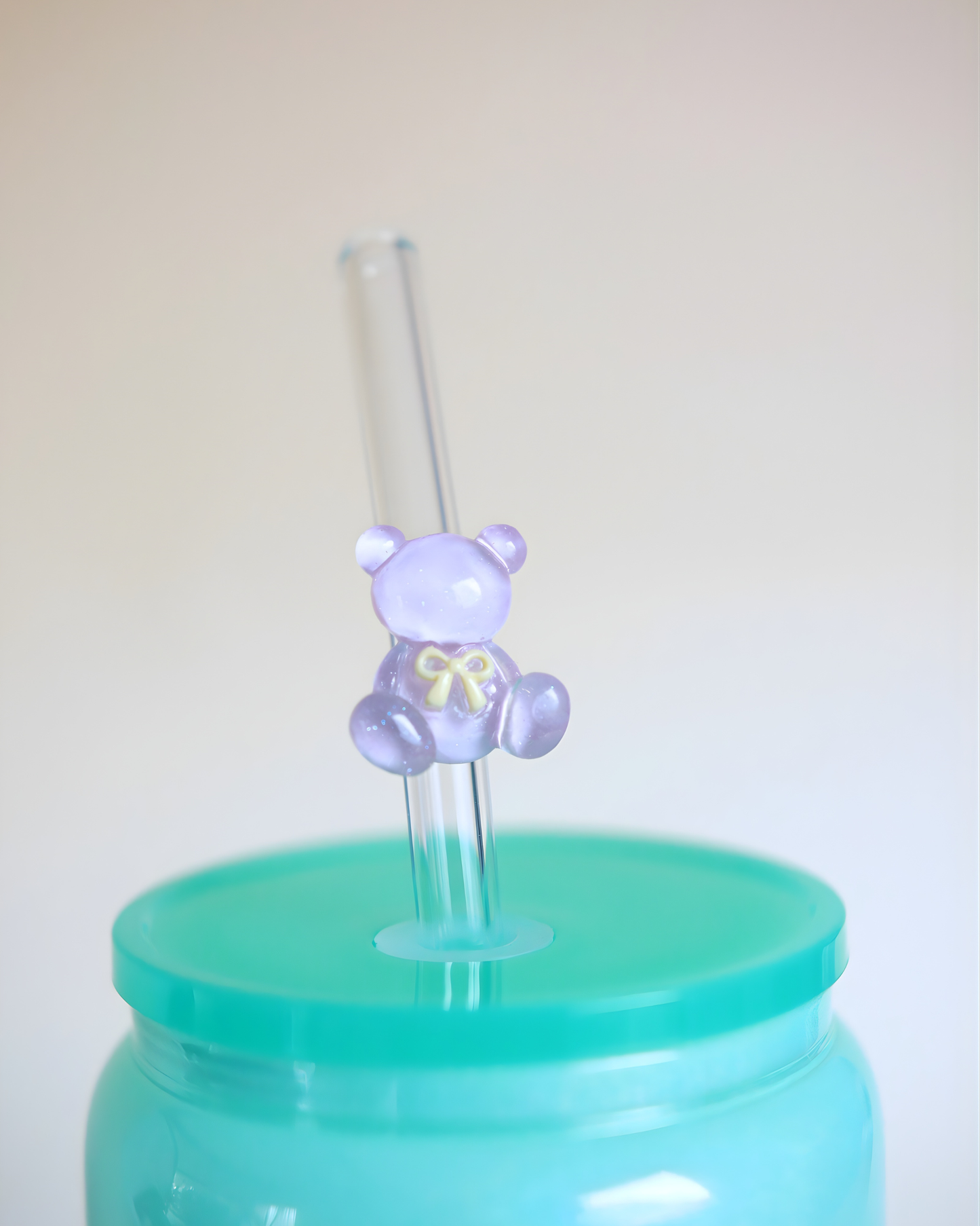 Paille en verre "Lilac Bear"