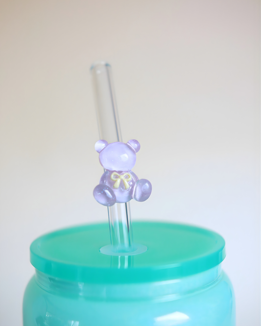 Paille en verre "Lilac Bear"