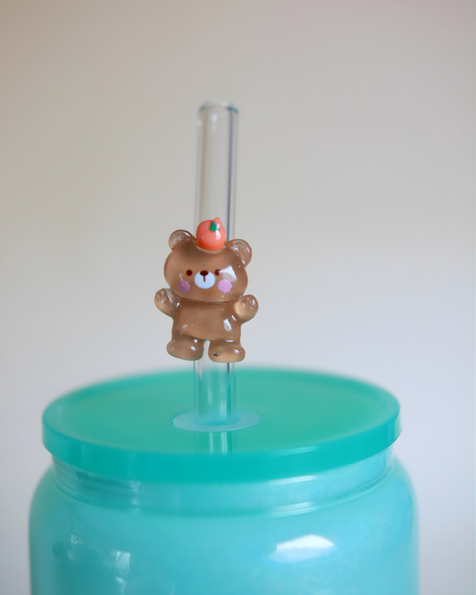Paille en verre "Peachy Bear"