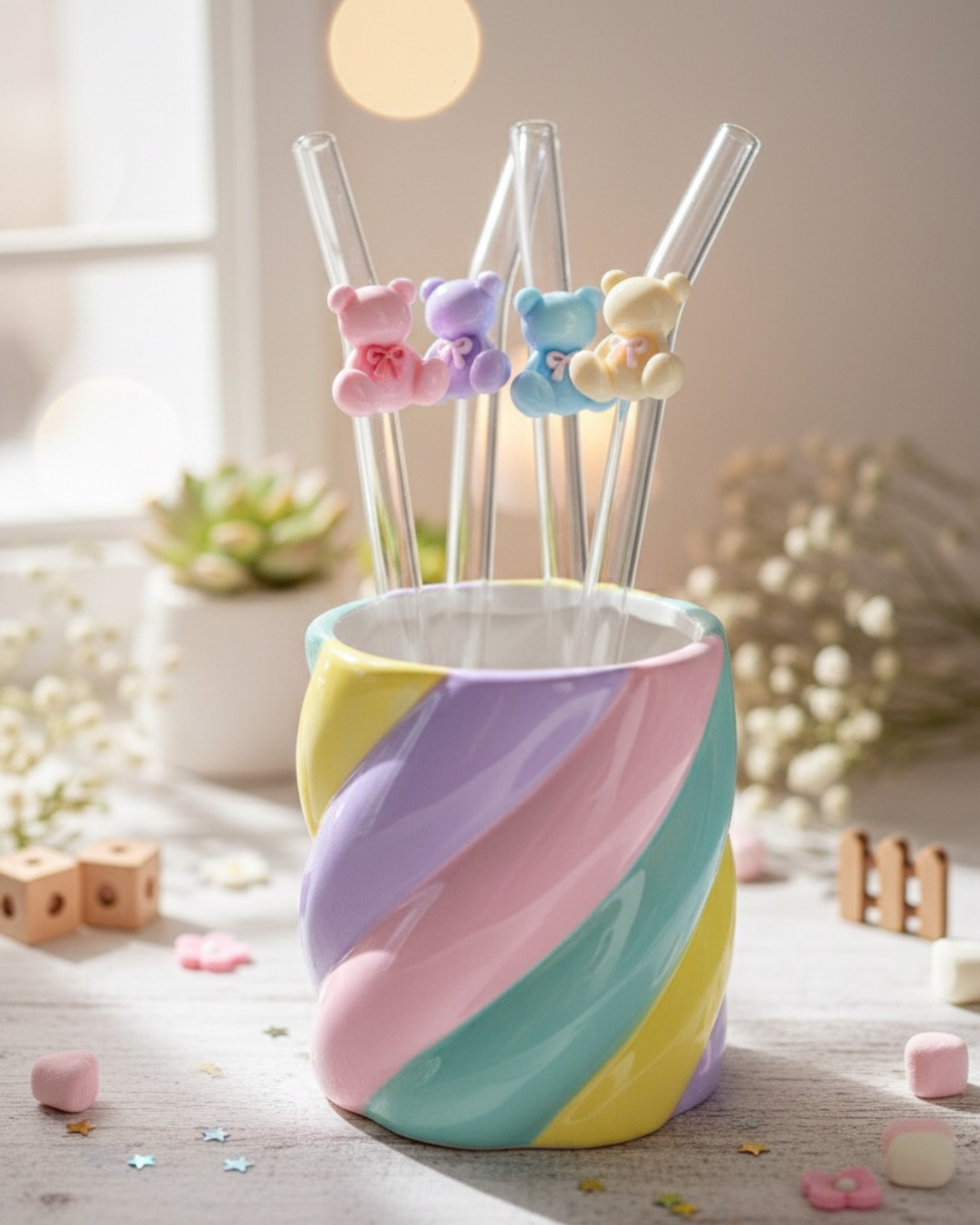 Paille en verre " Teddy Charm "