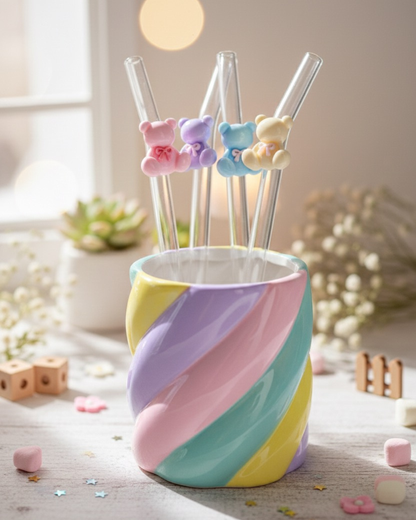 Paille en verre " Teddy Charm "