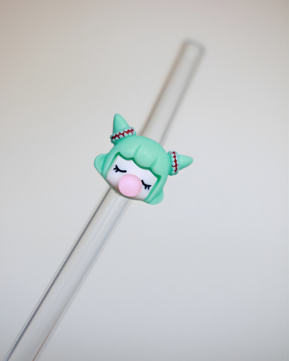 Paille en verre "Bubble Green"