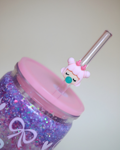 Paille en verre "Bubble pink"