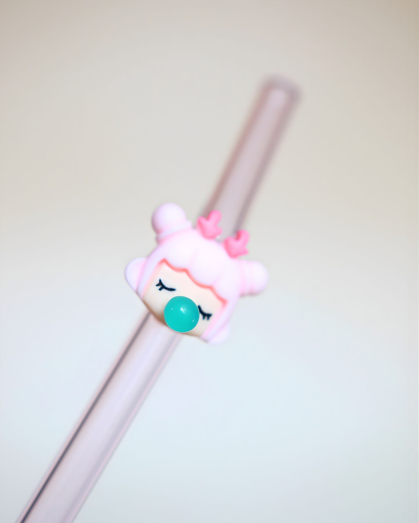 Paille en verre "Bubble pink"