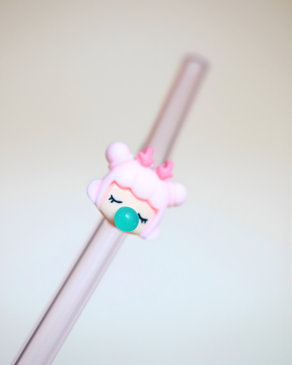 Paille en verre "Bubble pink"