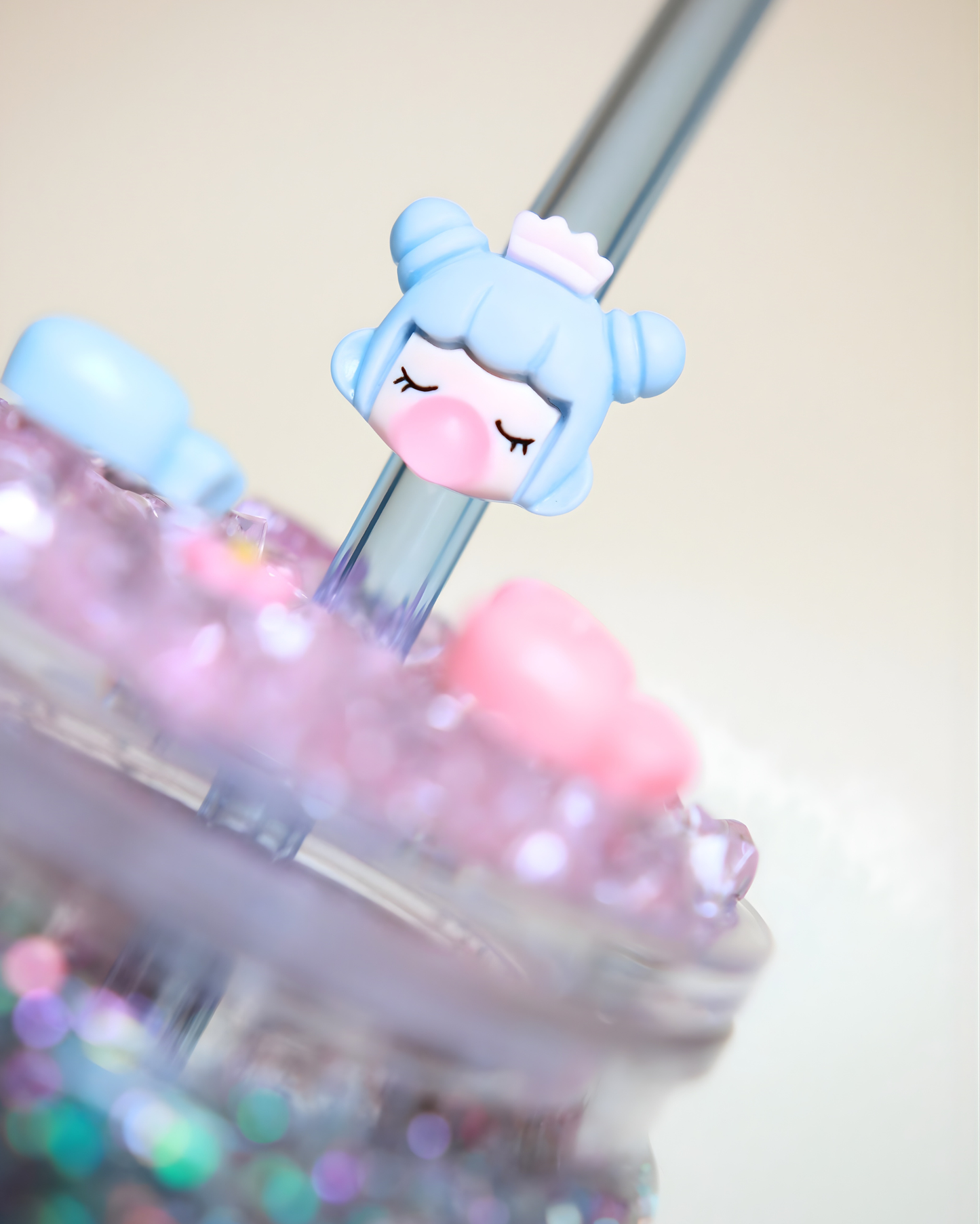 Paille en verre "Bubble Blue"