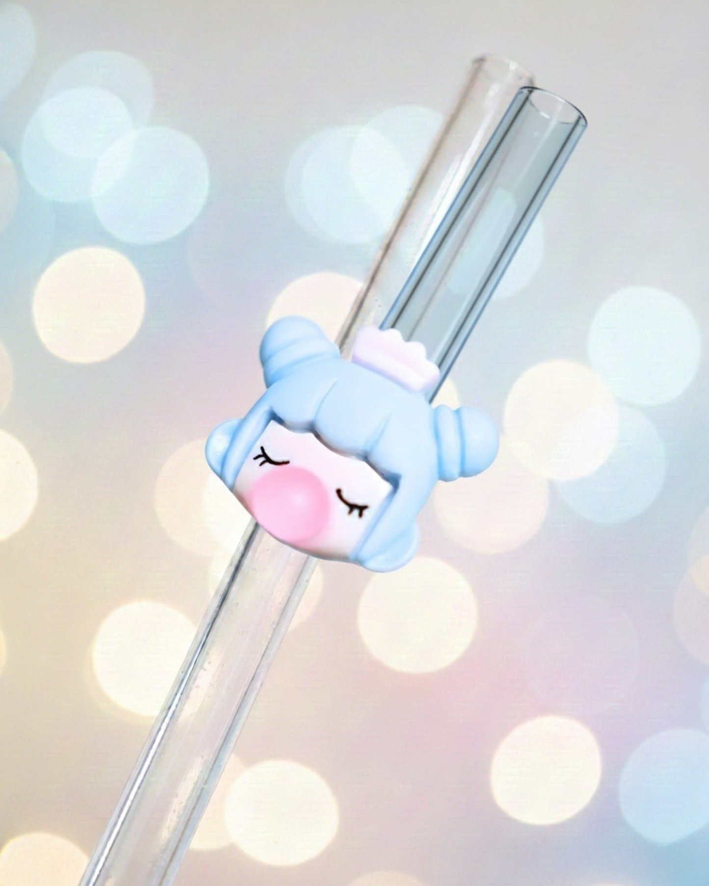 Paille en verre "Bubble Blue"