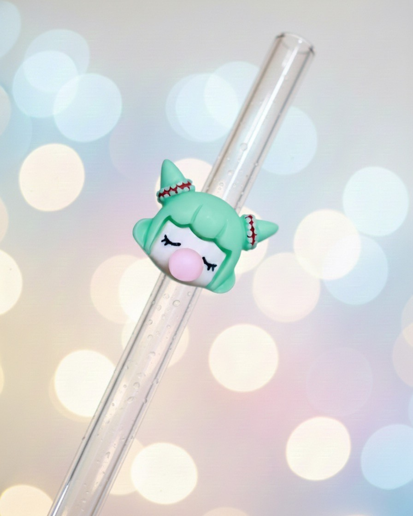 Paille en verre "Bubble Green"