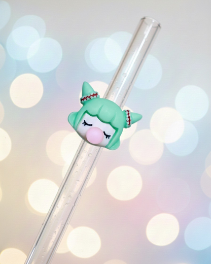 Paille en verre "Bubble Green"