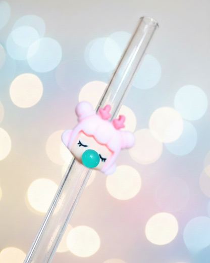 Paille en verre "Bubble pink"