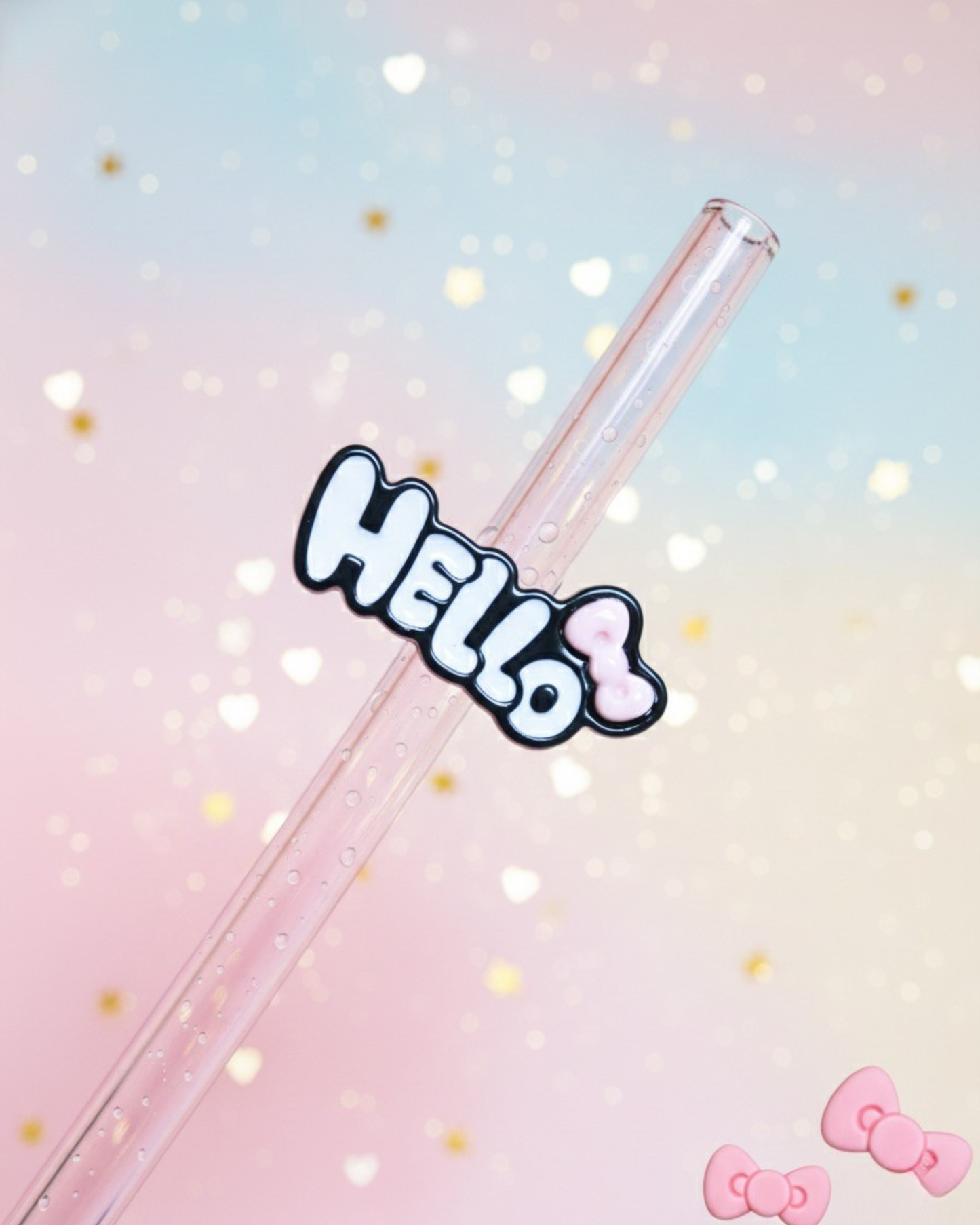 Paille en verre " Hello Cutie "