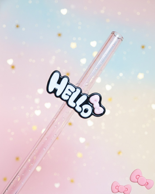 Paille en verre " Hello Cutie "