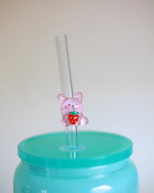 Paille en verre "Rabbit pink"