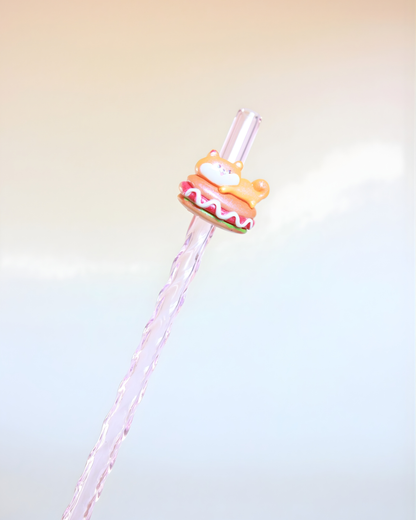 Paille en verre " Doggy Corgi "