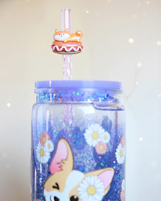 Paille en verre " Doggy Corgi "