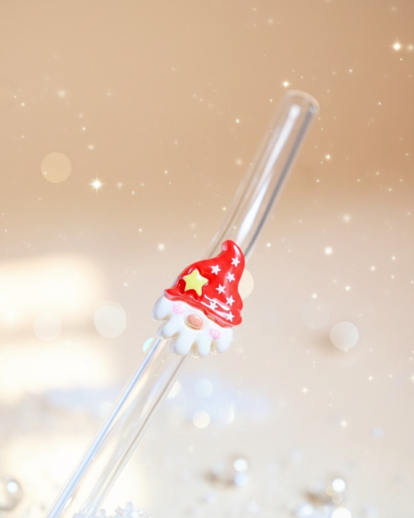 Paille en verre " Santa Gnome "